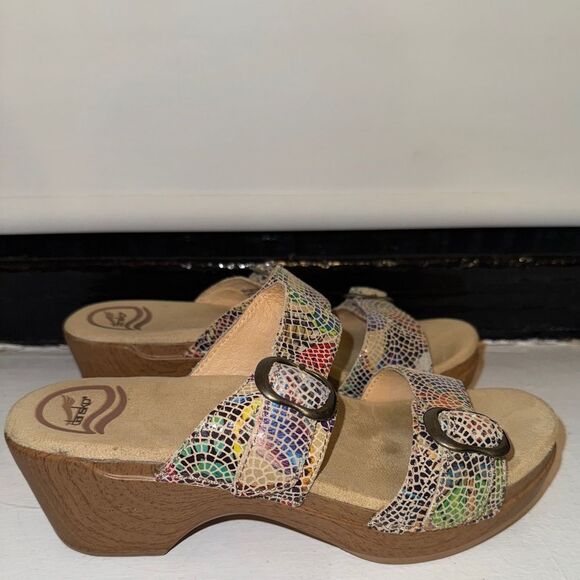DANSKO Sophie Sandals Multicolor Mosaic Rainbow Women’s Size 37